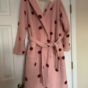 Pink Strawberry Patterned Robe